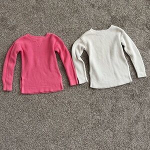GAP KIDS Pink and Cream Ribbed Knit Girls Sweaters - Set of 2